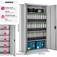 Armario Archivador de Acero Uso Multiusos con 2 Puertas, 4 Estantes Ajustables y 5 Alturas - details 2