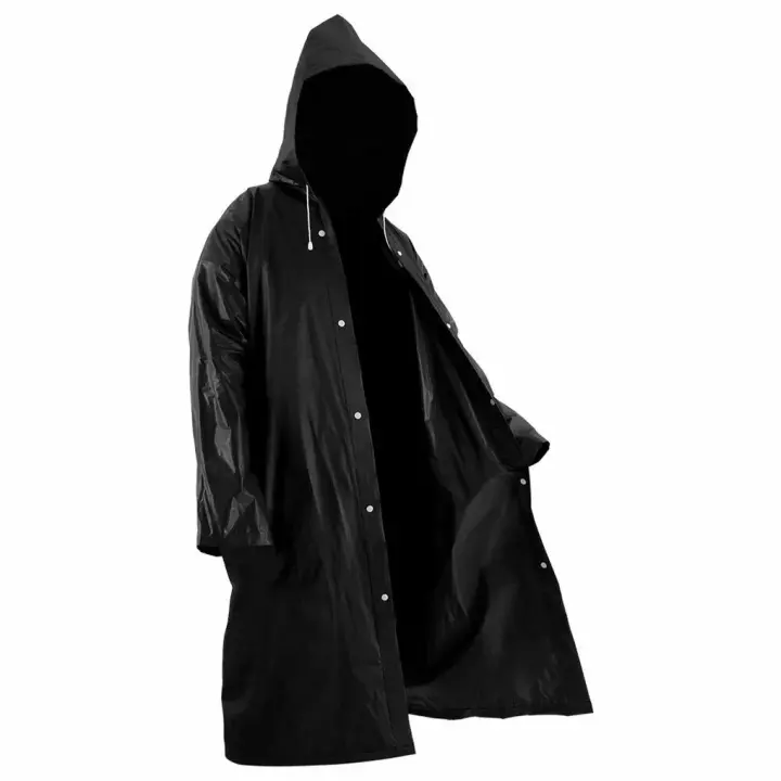 Chubasquero grueso para hombre y mujer, traje impermeable para acampar, color negro, 1 pieza - 1