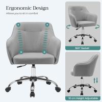 Silla de estudio, giratoria, altura ajustable, carga de 110 kg, marco de acero, tela de algodón-lino transpirable, para estudio, dormitorio, marrón OBG019K01 - details 11