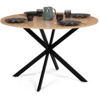 Mesa de comedor redonda para 4-6 personas, patas en forma de araña, madera y negro - details 0