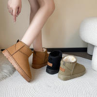 Botas de nieve de ante de vaca para mujer, botines cálidos con felpa gruesa, para clima frío, novedad de invierno, 2023 - details 11