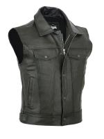 Chaleco de cuero para motociclista hombre Chaqueta ligera sin mangas con bolsillo grande - details 1