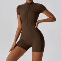 1 pieza de verano con cremallera de manga corta Yoga de una pieza para mujer danza Fitness ejercicio ajustado ropa de una pieza - details 1