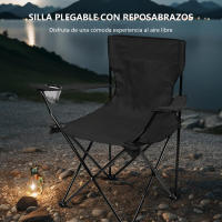 Silla plegable profesional para acampar, respaldo ergonómico con soporte Lumbar, reposabrazos acolchados, bolsa integrada con cremallera, silla de pesca para - details 0