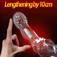 Extensiones de manga condón agrandamiento masculino vibradores retardantes clítoris masajeador anillo cubierta vibratoria juguetes sexuales para hombres - details 1