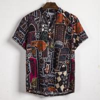 Camisa de lino de manga corta para hombre, camisa de flores de estilo étnico indio, novedad de verano, 2019 - details 52
