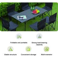 Mesa Plegable para Acampar al Aire Libre con Laterales Plegables con Acabado de vetas de Madera, 3 Alturas Ajustables, Ideal para Interiores, Patios, Barbacoas, Patios, Playas - details 6