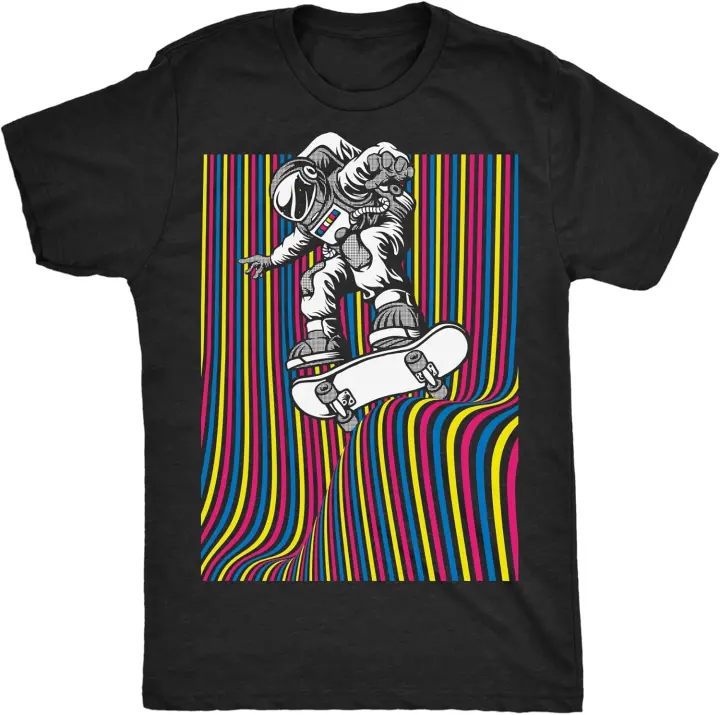 Camiseta divertida de patinador de astronauta para hombre, camiseta gráfica de monopatín - 1