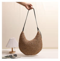 Bolso de paja de un solo hombro irregular de moda, bolso de playa para vacaciones, bolso versátil para mujeres - details 6