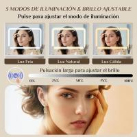Tocador de Maquillaje Moderno con Espejo Grande y Luces LED Brillo Ajustable, 3 Estante Abiertos, 2 Cajones y Armario Lateral Ideal para Dormitorio Blanco - details 3