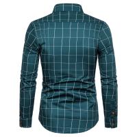 Camisa de algodón para hombre, camisa de manga larga a cuadros, informal, de negocios, ajustada, para oficina, 1311 - details 12