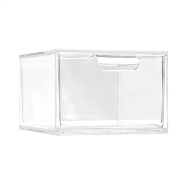 Organizador y almacenamiento de maquillaje apilable, organizador acrílico, cajón de almacenamiento de plástico transparente con asas para tocador - 1