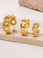 Arce anillo de cadena de metal pendientes señoras chapados en oro de moda cadena irregular personalidad tendencia colgante pendientes de joyería - details 3