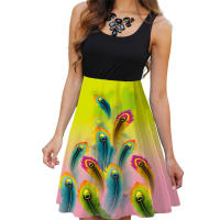 Vestido de verano sin mangas con cuello redondo y estampado Digital para mujer - details 21