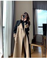 Abrigo largo de lana para mujer, abrigo de talla grande, color contrastante, estilo fragante pequeño, otoño e invierno, novedad de 2024 - details 7
