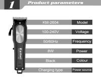 Kemei-cortadora de pelo inalámbrica para hombre, Kit de aseo profesional, recargable por KM-2604, para cortar el pelo y la barba - details 1
