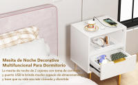 Rcynview  Mesa de Noche Moderna de Madera Resistente a Arañazos 2 Cajones, 2 Enchufes AC, 2 USB - details 4