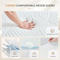 180 x 200 cm, en Viscoelástica (Espuma de Gel con Memoria), 5 cm de Alto, con Funda Extraíble y Lavable, Blanco - details 8