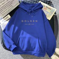 Sudadera con Capucha Dorada JungKook Estilo Estético para Mujer Impresión de Letra de Álbum - details 0