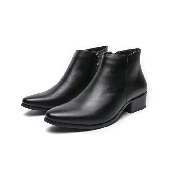 Botas de tacón alto multifuncionales a la moda para hombre, versión británica, zapatos altos cortos con punta en el tobillo - 1