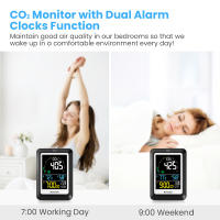 Medidor de Calidad del Aire CO2 Detector 5 en 1 con Termómetro Digital Higrómetro Alarma de Reloj - details 5
