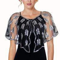 Bufanda de lentejuelas retro con cuentas de los años 20, camisón estilo Flapper vintage, sábana bordada de malla transparente, accesorios de fiesta Bolero - details 2