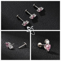 ZS 1 pieza de Piercing de labio Labret de acero inoxidable sin rosca, anillo de labios de cristal CZ, pendiente de Piercing de cartílago hélice Tragus de 16G, 6/8/10MM - details 8