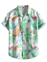Camisa holgada de manga corta para hombre, top estampado de talla europea, informal, a la moda, novedad de 2023 - details 5