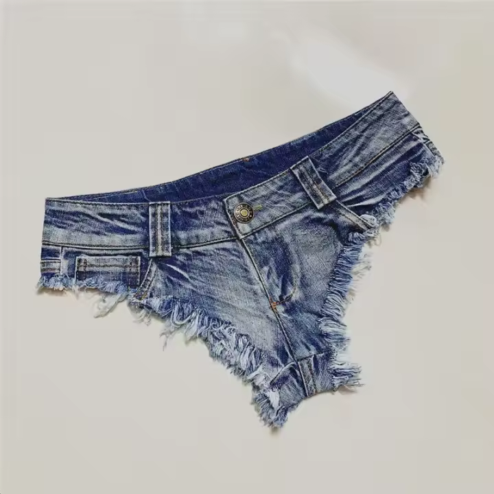 Mini jeans hot dance tanga bar shorts denim playa casual damas - 1