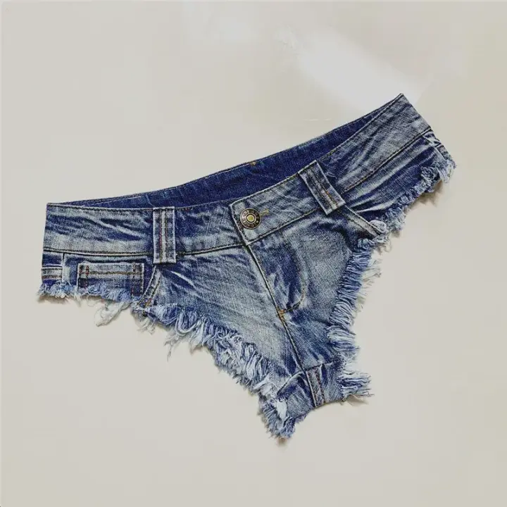 Mini jeans hot dance tanga bar shorts denim playa casual damas - 1