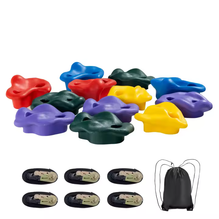 SucceBuy Kit de escalada de árboles Ninja, soportes de escalada, correas de trinquete y escalera de escalada, ideal para niños y adultos, rocas de escalada coloridas para juegos de guerreros Ninja al aire libre - 1