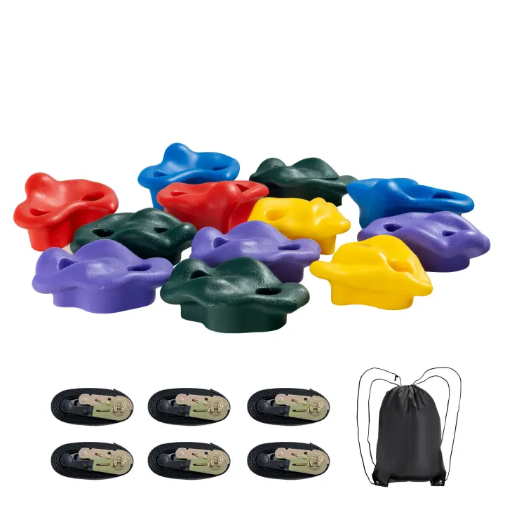 SucceBuy Kit de escalada de árboles Ninja, soportes de escalada, correas de trinquete y escalera de escalada, ideal para niños y adultos, rocas de escalada coloridas para juegos de guerreros Ninja al aire libre - 1