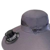 Sombrero de cubo con ventilador para exteriores para hombres y mujeres de ala ancha con 2 ventiladores solares - details 4