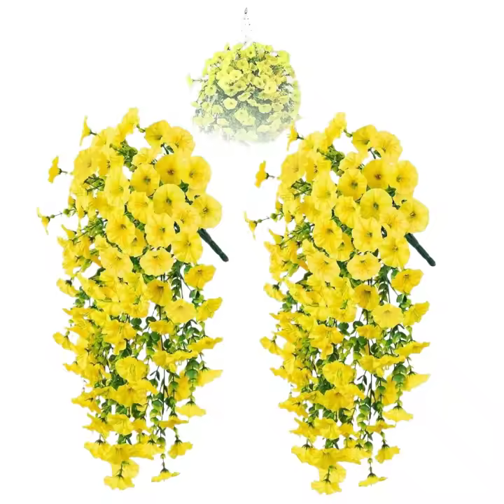 2 Piezas De Flores Artificiales Colgantes Para Exteriores, Plantas De Vid Larga, Eucalipto De Gloria Matutina, Verde De Imitación Realista Para Interior, Exterior, Patio, Porche, Jardín, Decoración De Primavera - 1