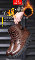 Cuero Piel de vaca Forro polar Botas cálidas para hombres Botas de tendencia versátiles Botas de herramientas - details 0