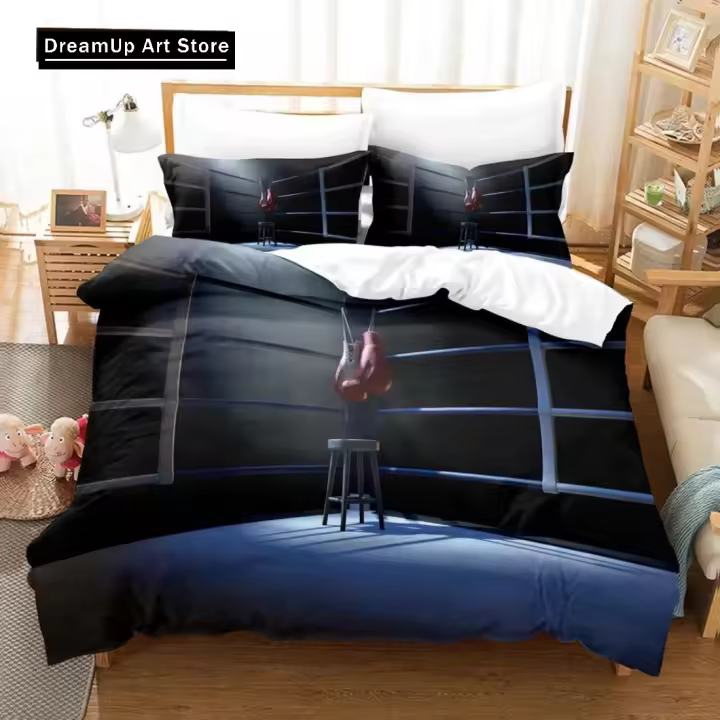 Conjunto de Ropa de Cama de Boxeo 3D Funda de Edredón, Cubierta de Almohada, Decoración para el Hogar para Adultos y Niños - 1