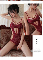 Conjunto de Lencería Sexy para Mujeres Camisola de Encaje con Diseño Transparente y V-Hollow - details 14