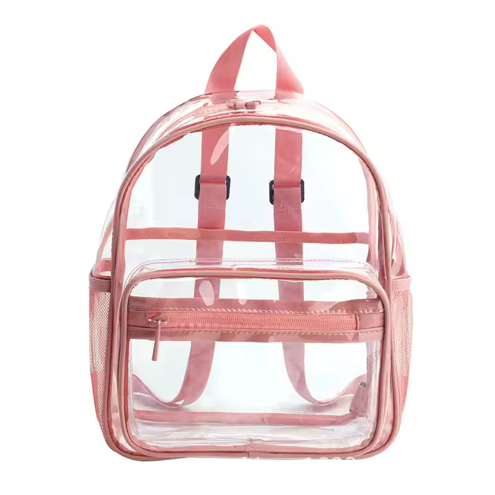 Bolso de hombro transparente impermeable para estudiantes, mochila escolar de PVC con cremallera bidireccional lisa, mochila de día para exteriores - 1