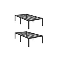 Cama de Metal Moderna con somier, Cama Doble/Individual, Marco de Cama con cabecero, Cama de Invitados, Cama Juvenil, para Dormitorio, habitación de Invitados, 90 x 190 cm/Blanco - details 14