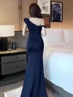 Vestido pequeño francés de lujo de gama alta con cola de pez para mujer, nuevo estilo, temperamento para banquete, alta sociedad - details 5