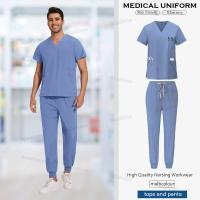 uniforme médico para mujer, artículos de enfermería, uniformes quirúrgicos, Tops de manga corta con cuello en V, pantalones para correr, conjuntos de exfoliante para hombre - details 7