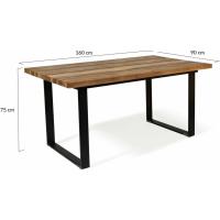 Mesa de comedor extensible rectangular para 6-10 personas, madera y negro, 160-200 cm - details 11