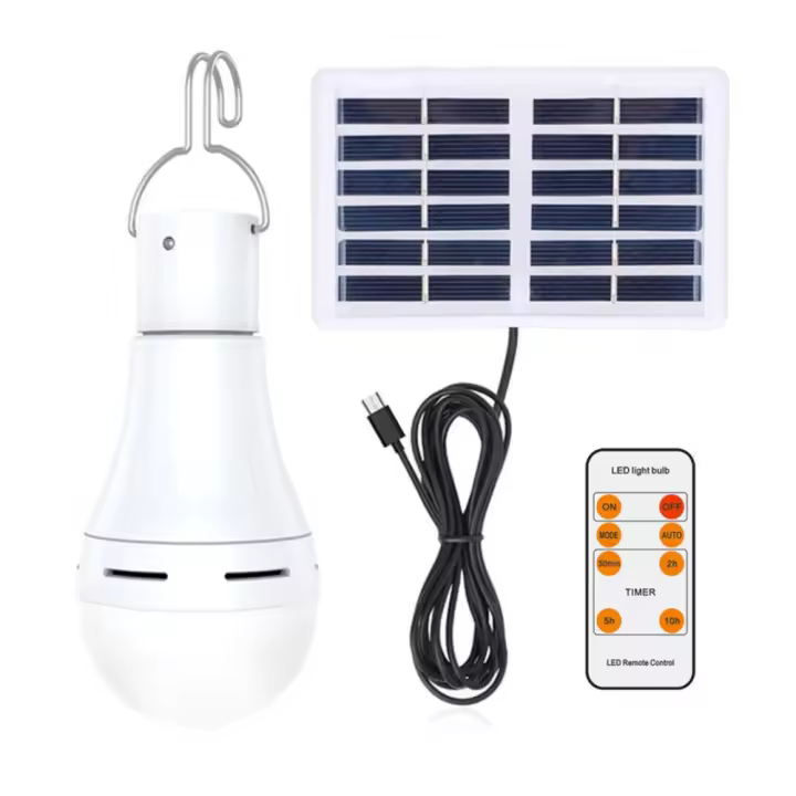 Bombilla LED con alimentación solar, resistente al agua, con mando a distancia y temporizador, iluminación exterior, ideal para jardines, senderismo, etc. - 1