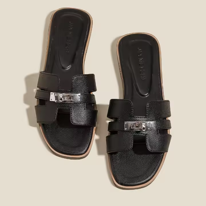 Sandalias Planas Casuales para Mujer Punta Abierta, Diseño Romano Tejido, Tacón Antipé, Moda de Verano/Primavera, Adecuado para Vestidos, Playa, Apartamento - 1