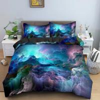 Juego de Ropa de Cama con Cubierta de Edredón 3D Universo Psicédelico con Cierre de Cremallera Comforter de Poliéster para Cama Doble Queen - details 10