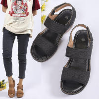 Sandalias romanas de talla grande con una sola tira calada para mujer, verano 2025, nuevas sandalias de velcro para exteriores - details 3