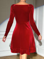 Vestido rojo elegante y elegante para mujeres moda con falda corta de cuello V de temperamento - details 2