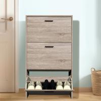 Mueble zapatero de 12 pares - Estantería de gran capacidad para vestíbulo o pasillo - (ancho) 60 x (profundidad) 24 x (alto) 80 cm - Madera clara blanca - details 22