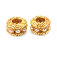 Color dorado mate, latón y perlas de imitación de plástico, espaciador de rueda, cuentas para pulsera, accesorios para hacer joyas Diy - details 23