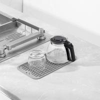 Alfombrilla de secado de platos para múltiples usos, fácil de limpiar, ecológica, alfombrilla de silicona resistente al calor para encimera de cocina, gris-A - details 4